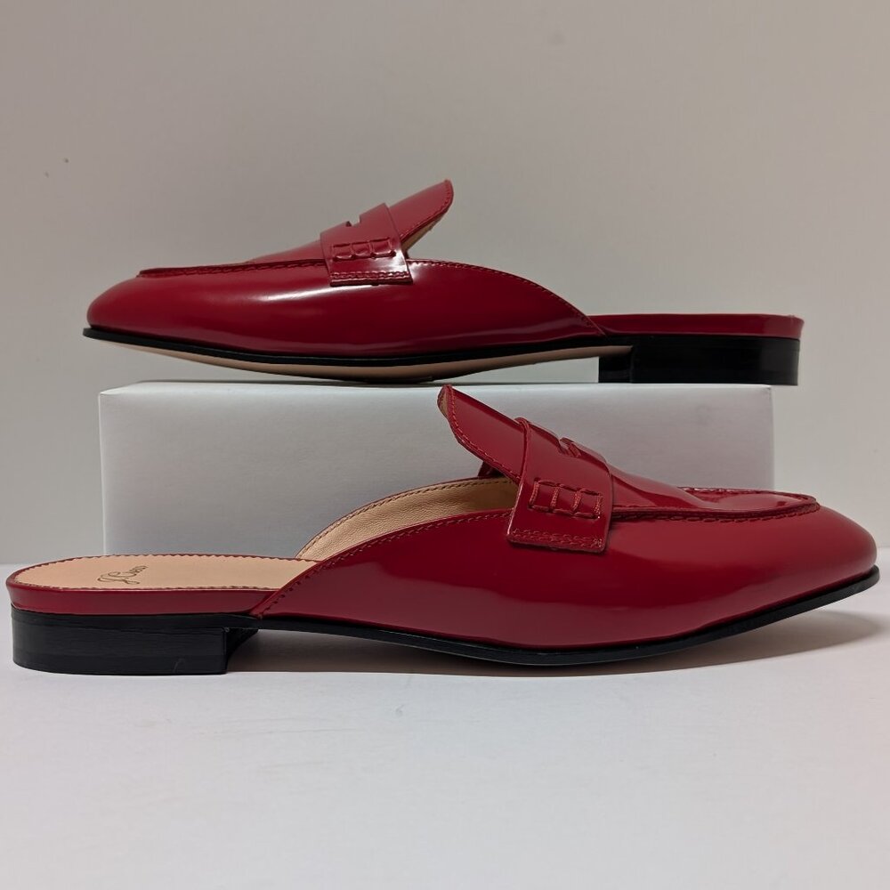J. Crew Academy Penny-Loafer Mules in Cherry Apple Red Patent Leather - Picture 6 of 16